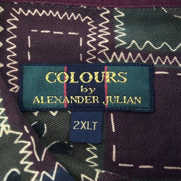 Colours by Alexander Julian Vintage Floral Patchwork Button Front Shirt Size 2XL - Picture 6 of 10